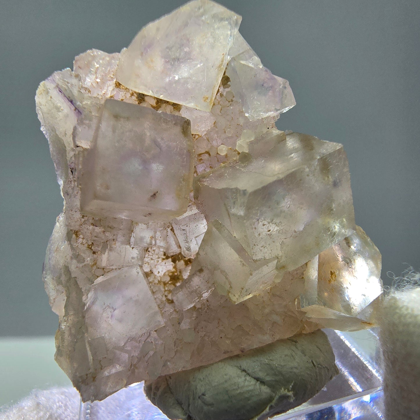 Seltene UV Phantom Fluorit Würfel, Quarz Stufe Brandberg, Namibia 34*29*12mm