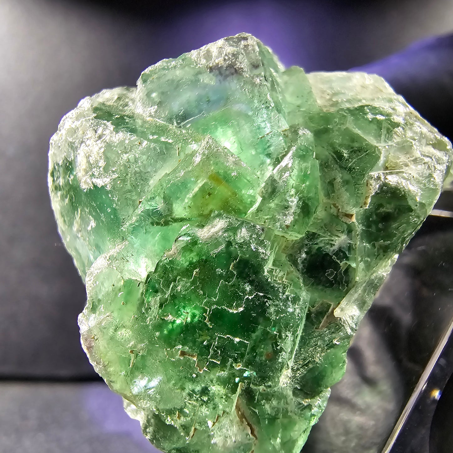 Seltene Phantom Fluorit Würfel Stufe grün 34*28*23mm Okorusu, Namibia Sammlung