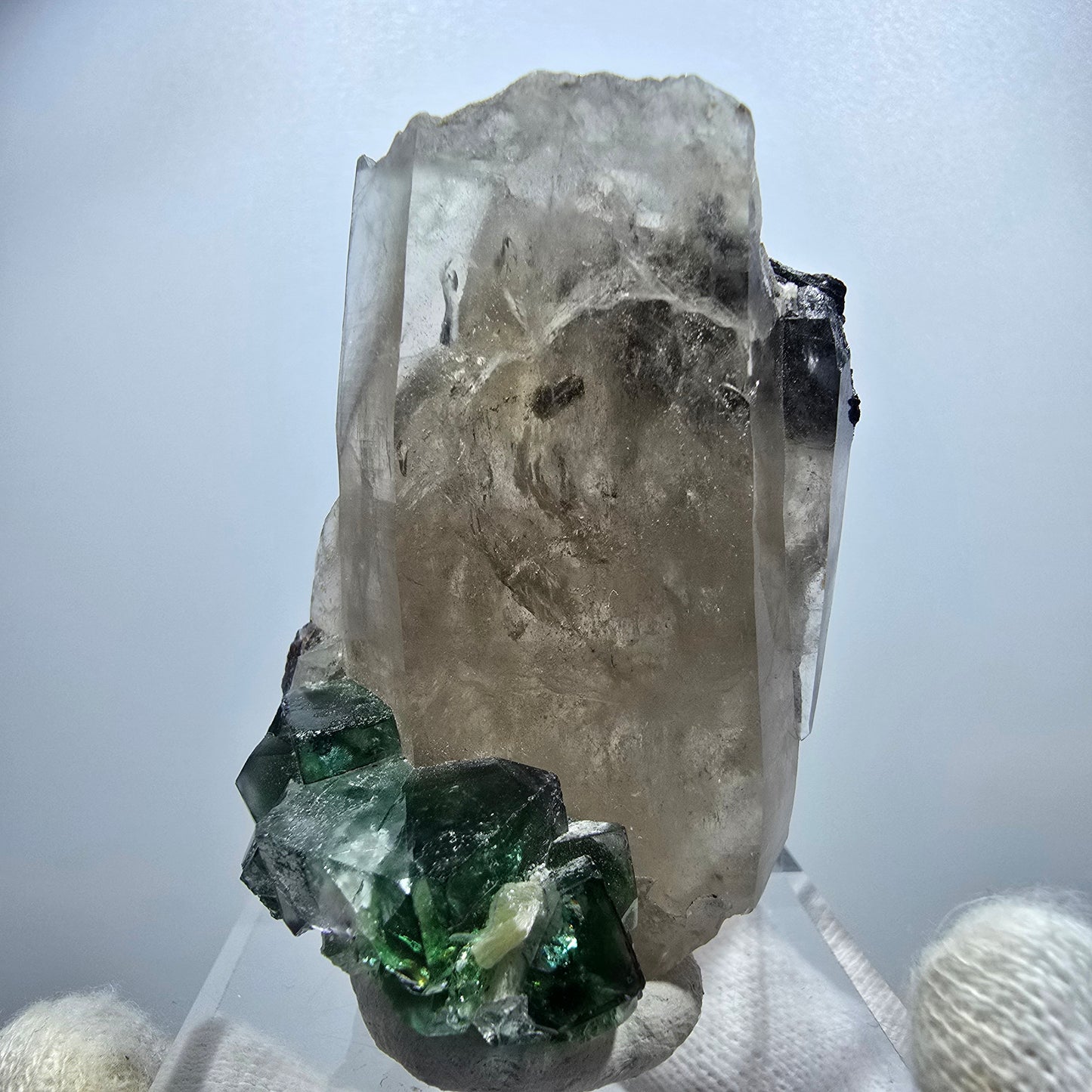 Phantom Fluorit, Rauchquarz, Hyalit, Schörl Turmalin Erongo, Namibia 58*41*26mm