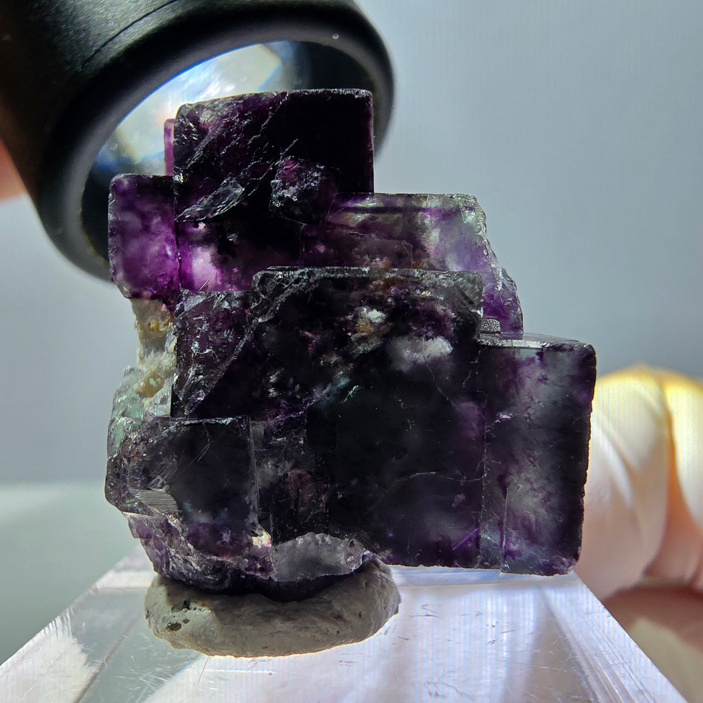 Phantom Fluorit Würfel Stufe, parkettiert grün lila Okorusu, Namibia 27*24*17mm