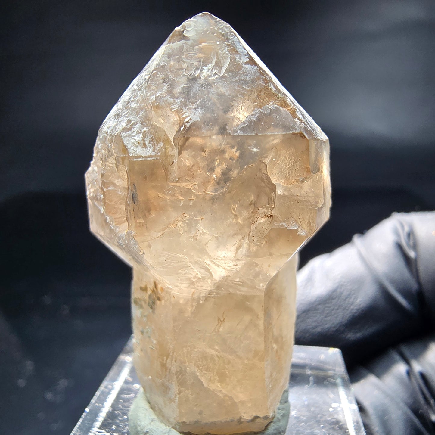 Schöne Phantom Rauchquarz Zepter Hyalit Spitze Erongo, Namibia 39*24*15mm