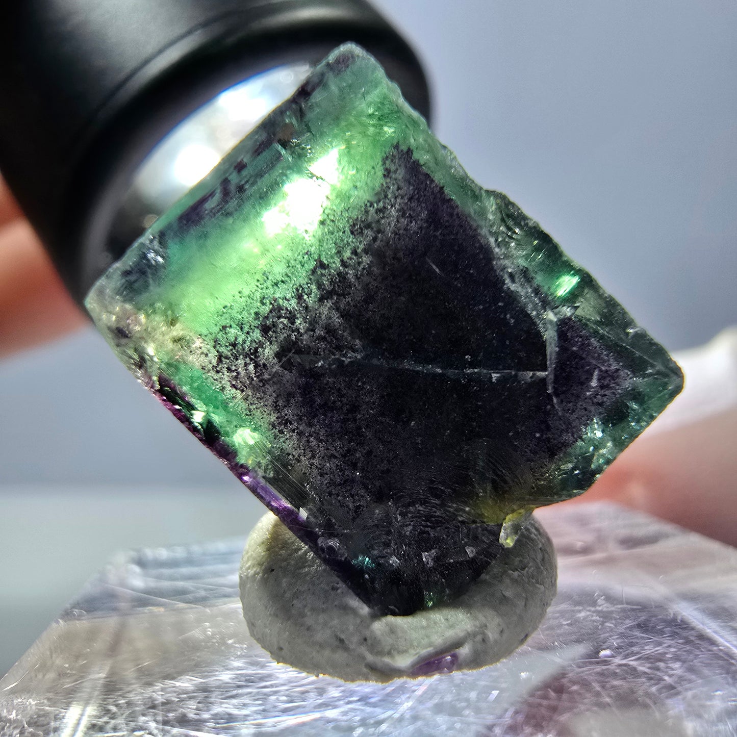 Phantom Fluorit Würfel Stufe, grün lila Okorusu, Namibia 15*12*11mm