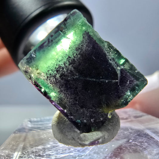 Phantom Fluorit Würfel Stufe, grün lila Okorusu, Namibia 15*12*11mm