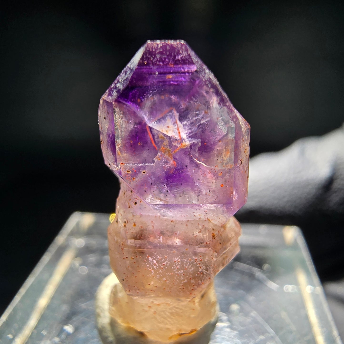 Klare Phantom Amethyst Zepter Spitze lila Brandberg, Namibia 29*9*7mm Sammlung