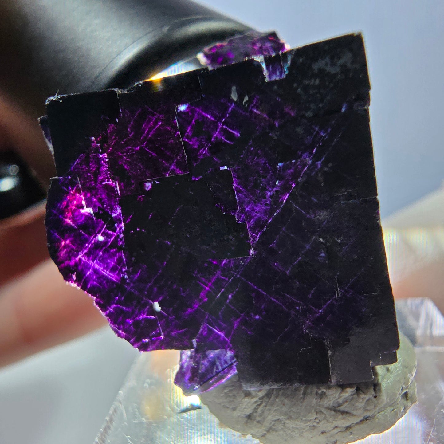 Phantom Fluorit Würfel Stufe grün lila zonal 11:11 Angel Pocket, Namibia 32*21*20mm