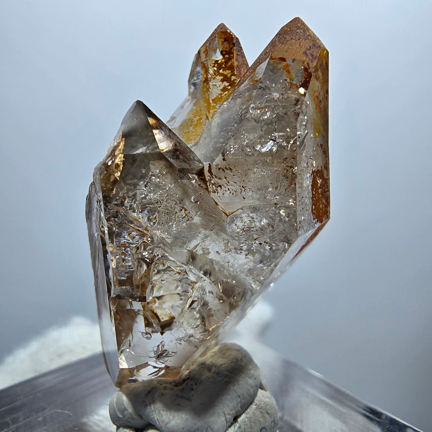 Sceptre Enhydro Phantom Smoky Quartz DT, 1x Bubble Goboboseb, Namibie 32*17*17mm