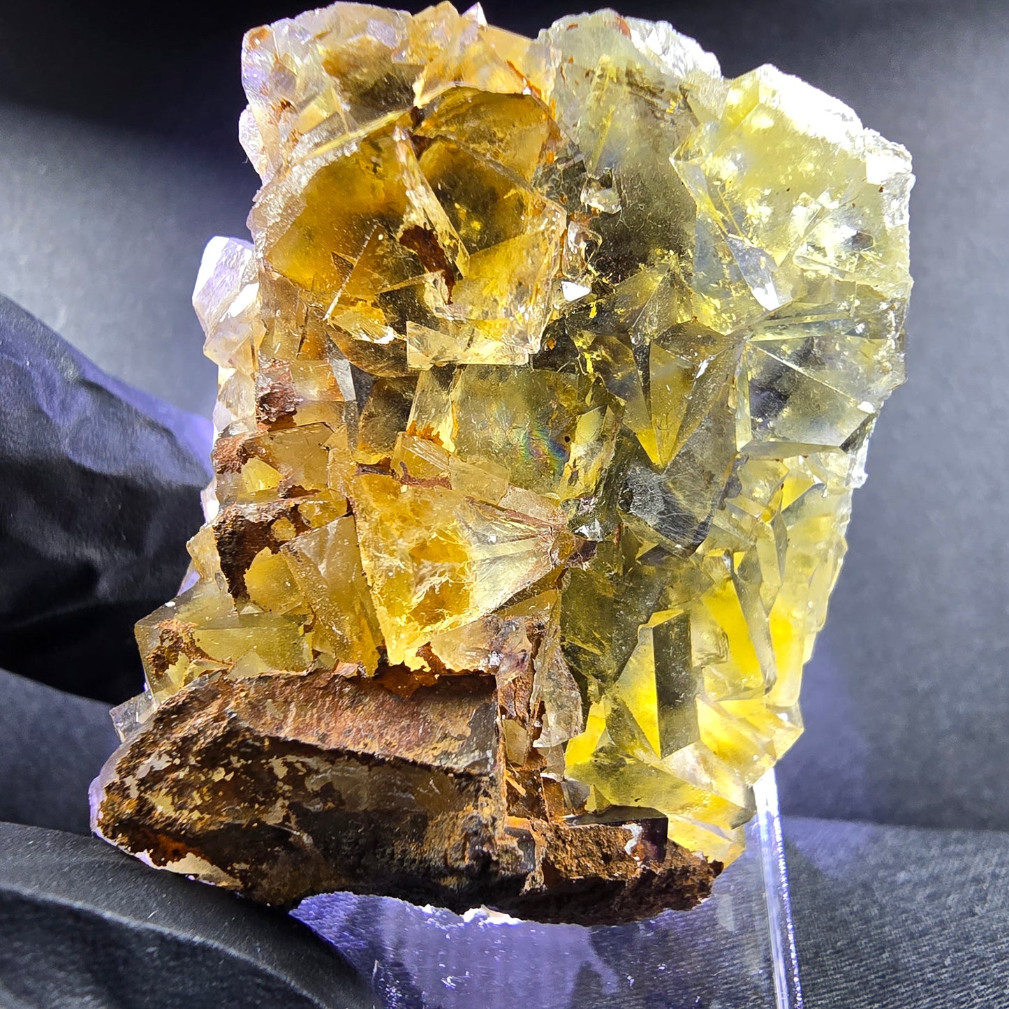 Seltene Honey Pocket Phantom Fluorit Stufe gelb grün 42*33*20mm Okorusu, Namibia