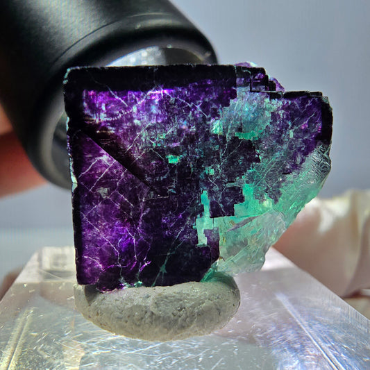 Phantom Fluorit Würfel Stufe grün lila zonal 11:11 Angel Pocket, Namibia 20*19*14mm