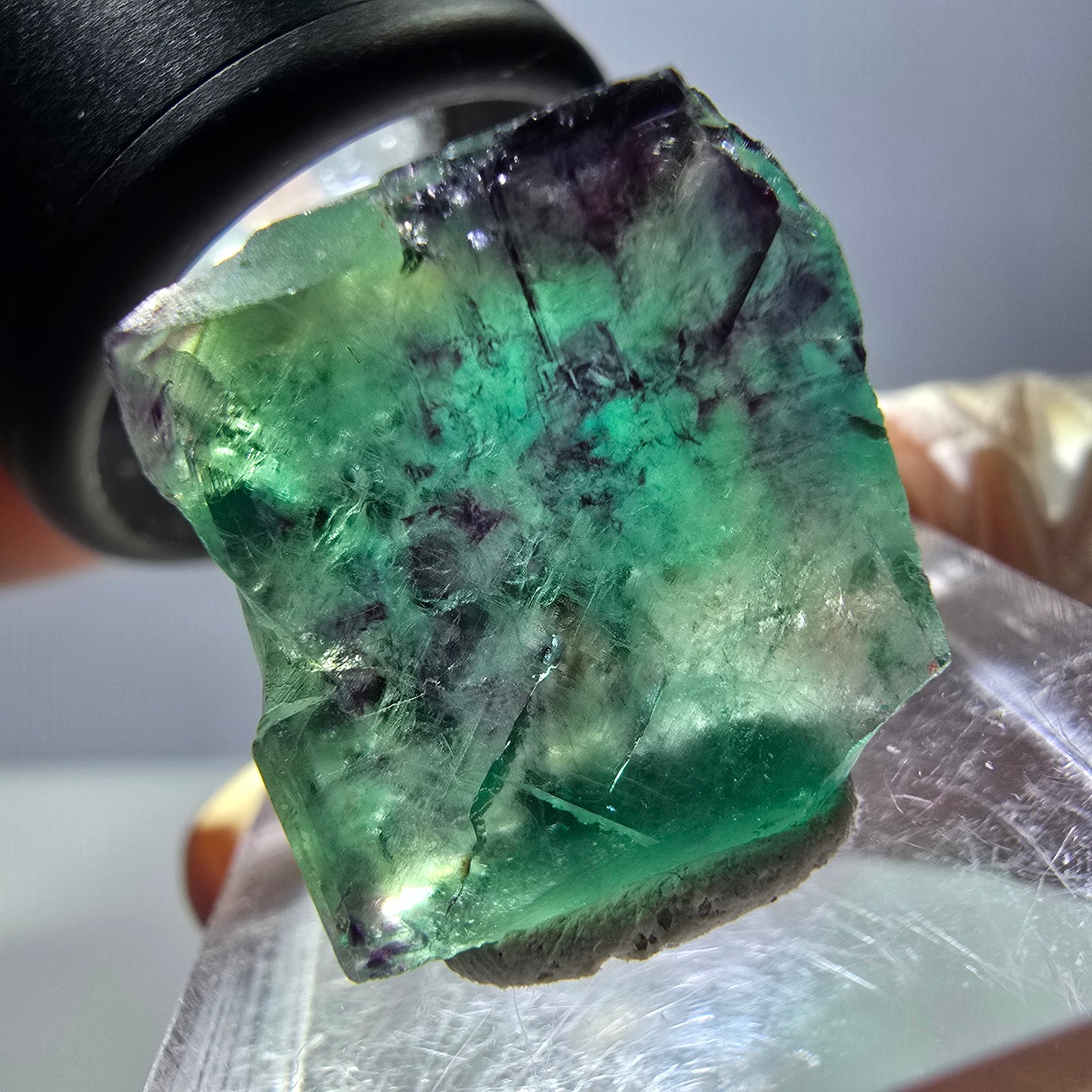 Phantom Fluorit Würfel Stufe, parkettiert grün lila Okorusu, Namibia 18*16*15mm
