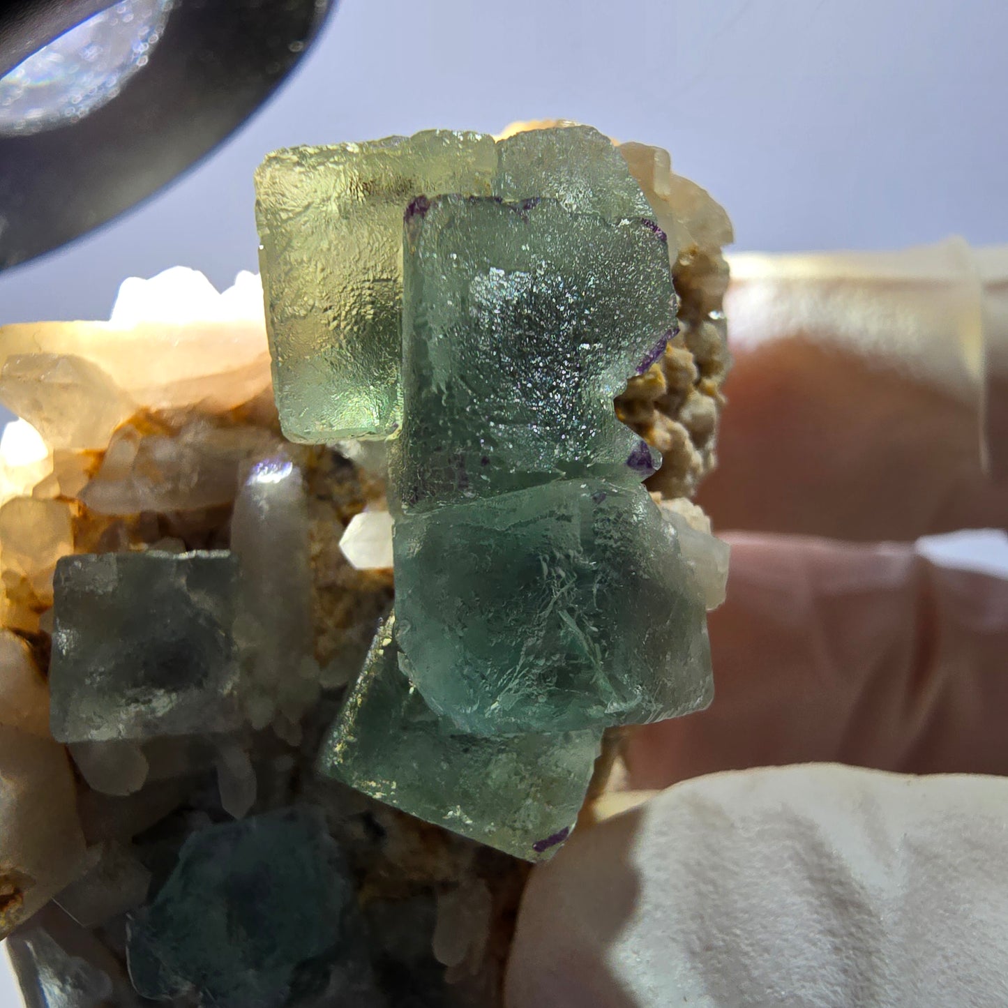 Rare cube de fluorite fantôme, spécimen de quartz vert Brandberg, Namibie, 57 x 33 x 37 mm
