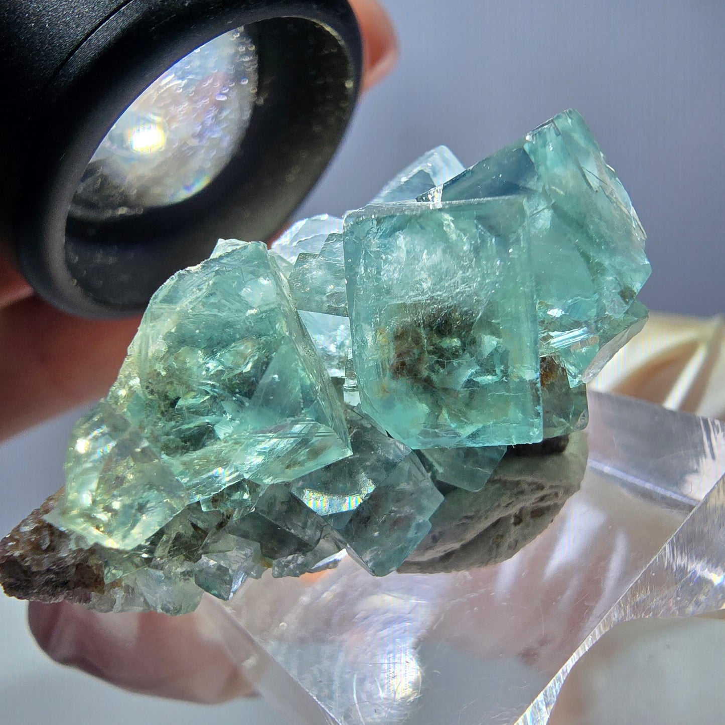 Seltene Phantom Fluorit Würfel Stufe, grün Okorusu, Namibia 34*27*21mm