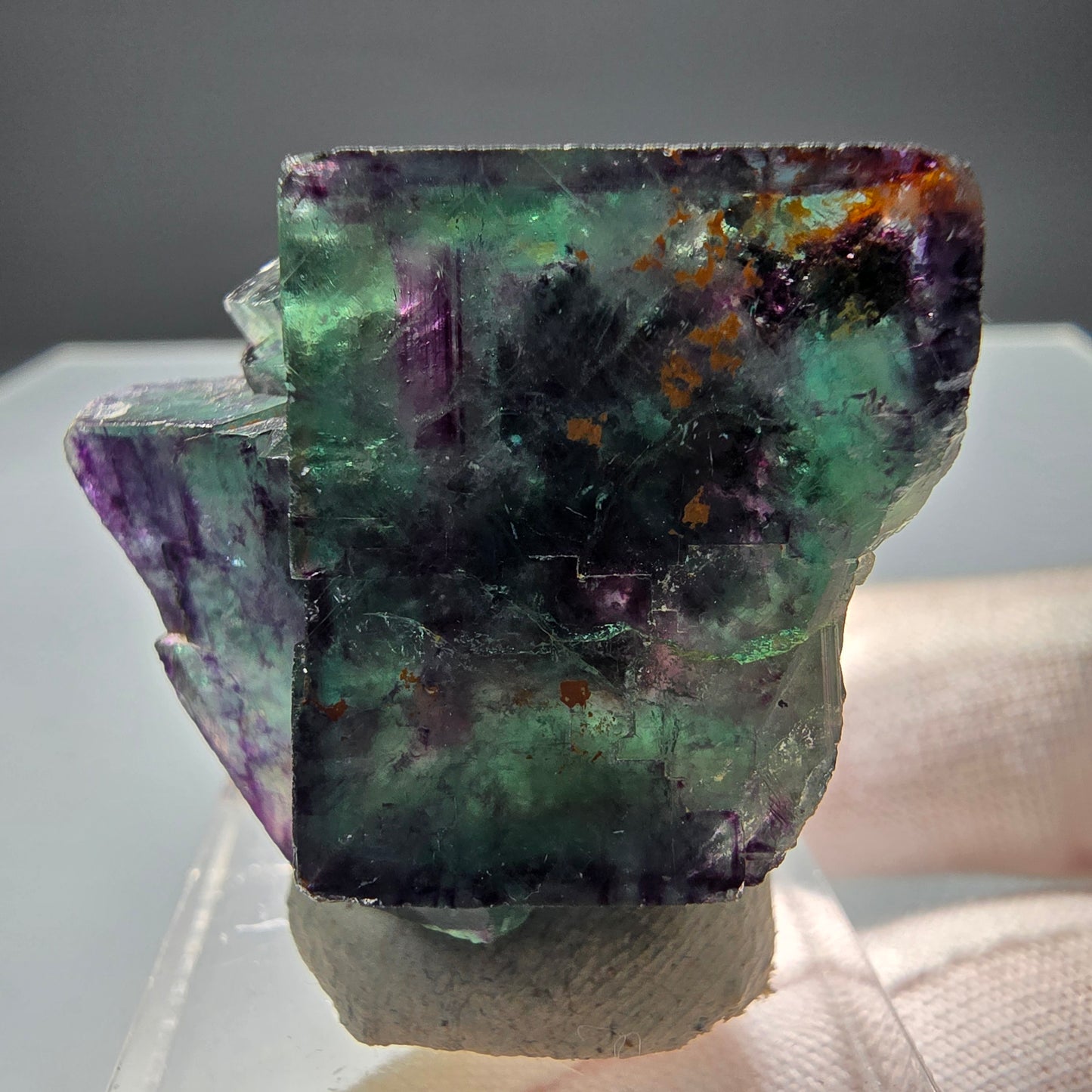Rare Phantom Fluorite Cube Tier Tie-Dye Pocket, Okorusu, Namibie 28*32*15mm