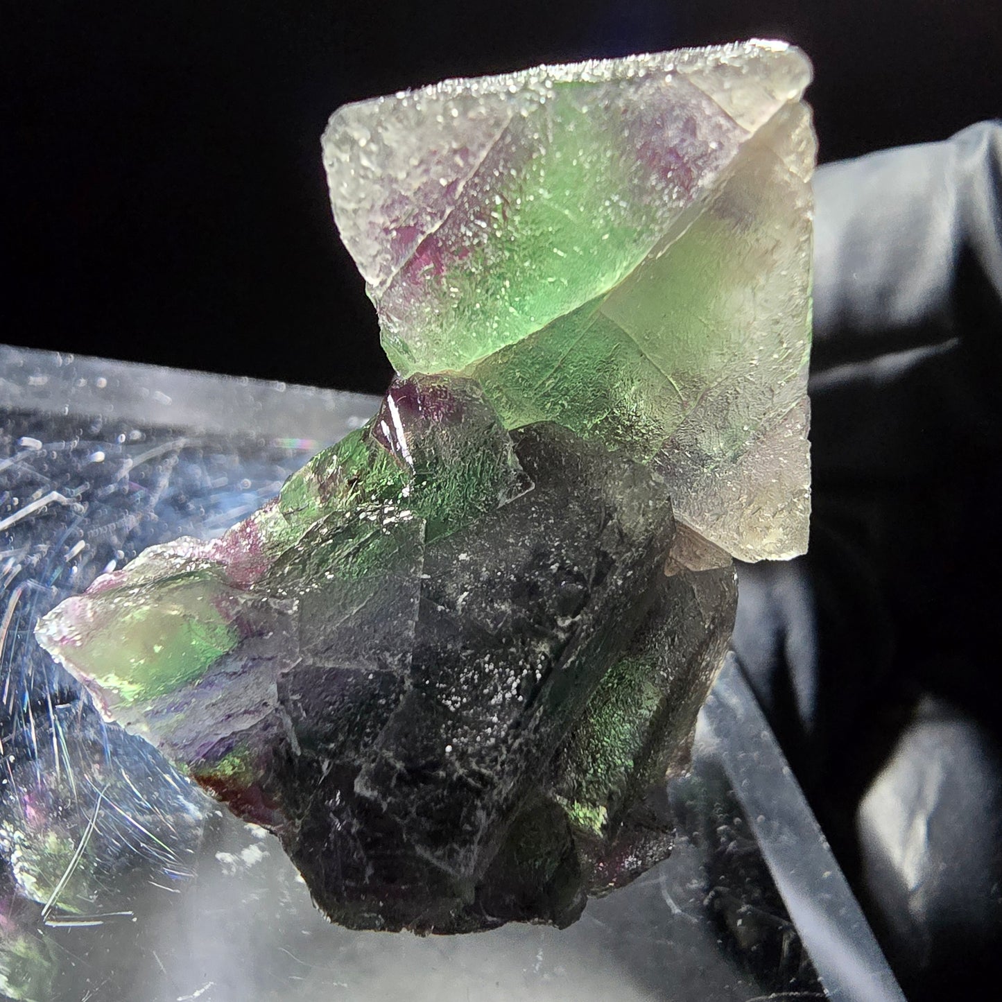 Phantom Fluorit Würfel grün lila blau Stufe Erongo, Namibia 37*36*22mm Sammlung