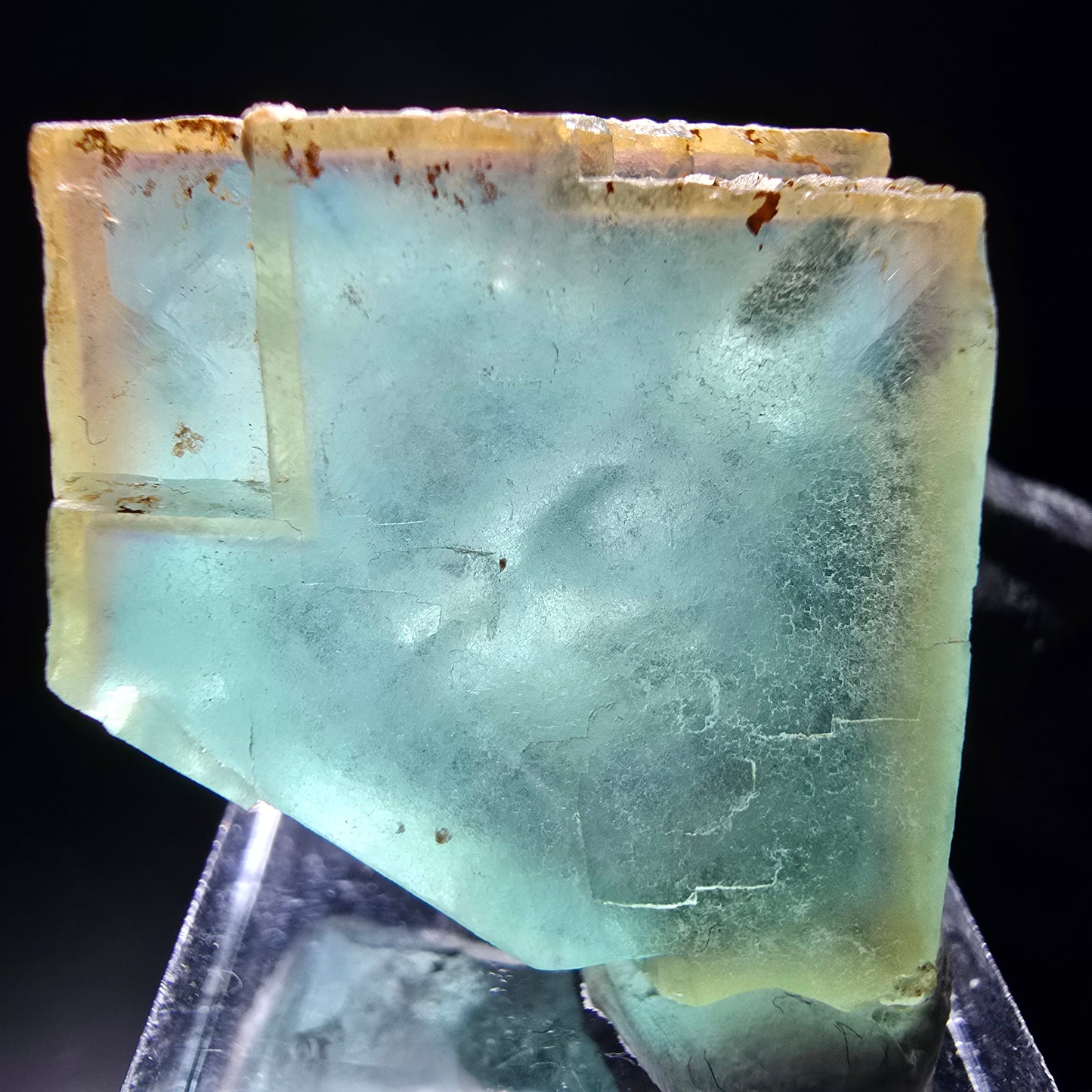Cube de fluorite fantôme transparent, vert jaune, Erongo, namibie, Collection 28x26x18mm