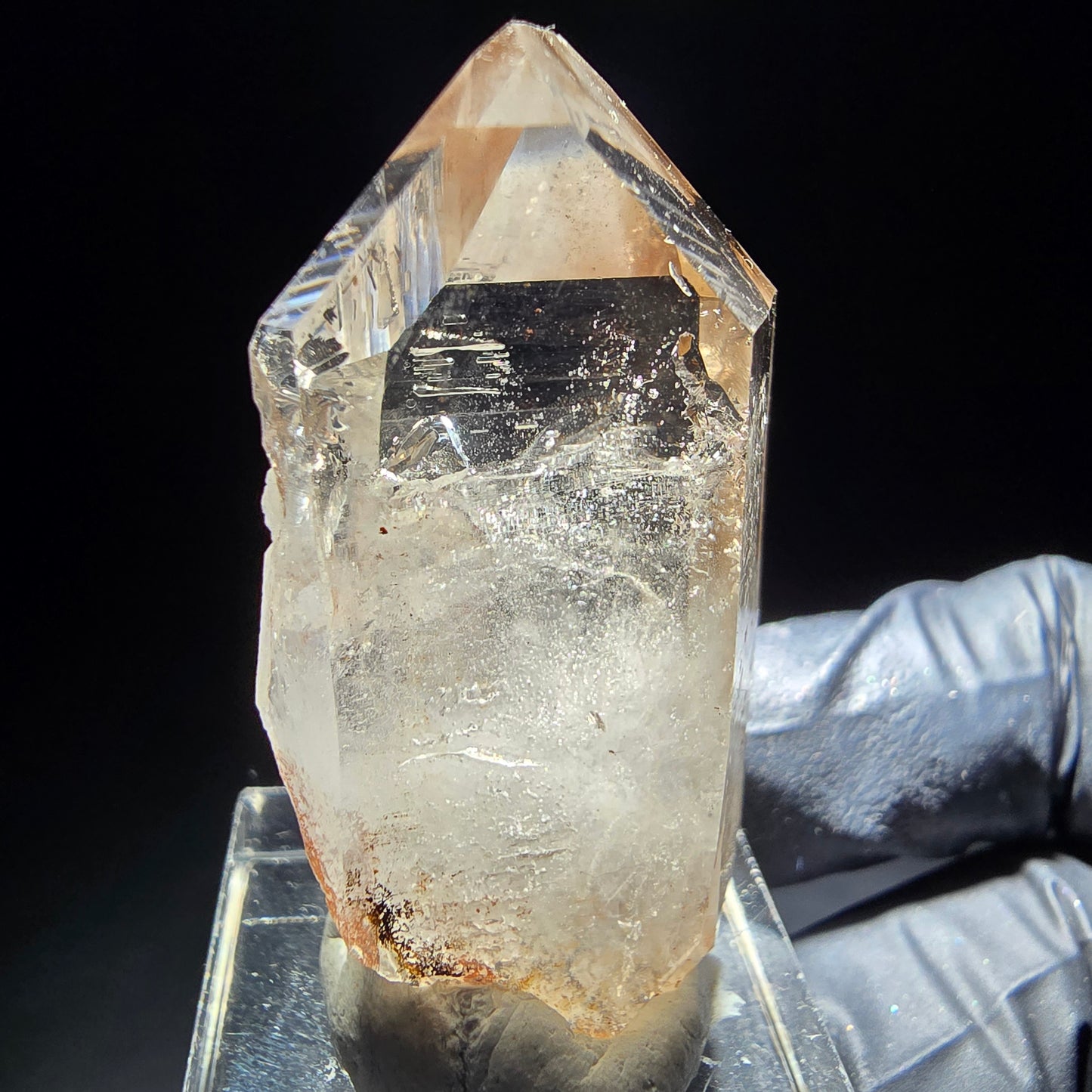 Phantom Rauchquarz Zepter Spitze Goboboseb Namibia 44*23*20mm Mineraliensammlung
