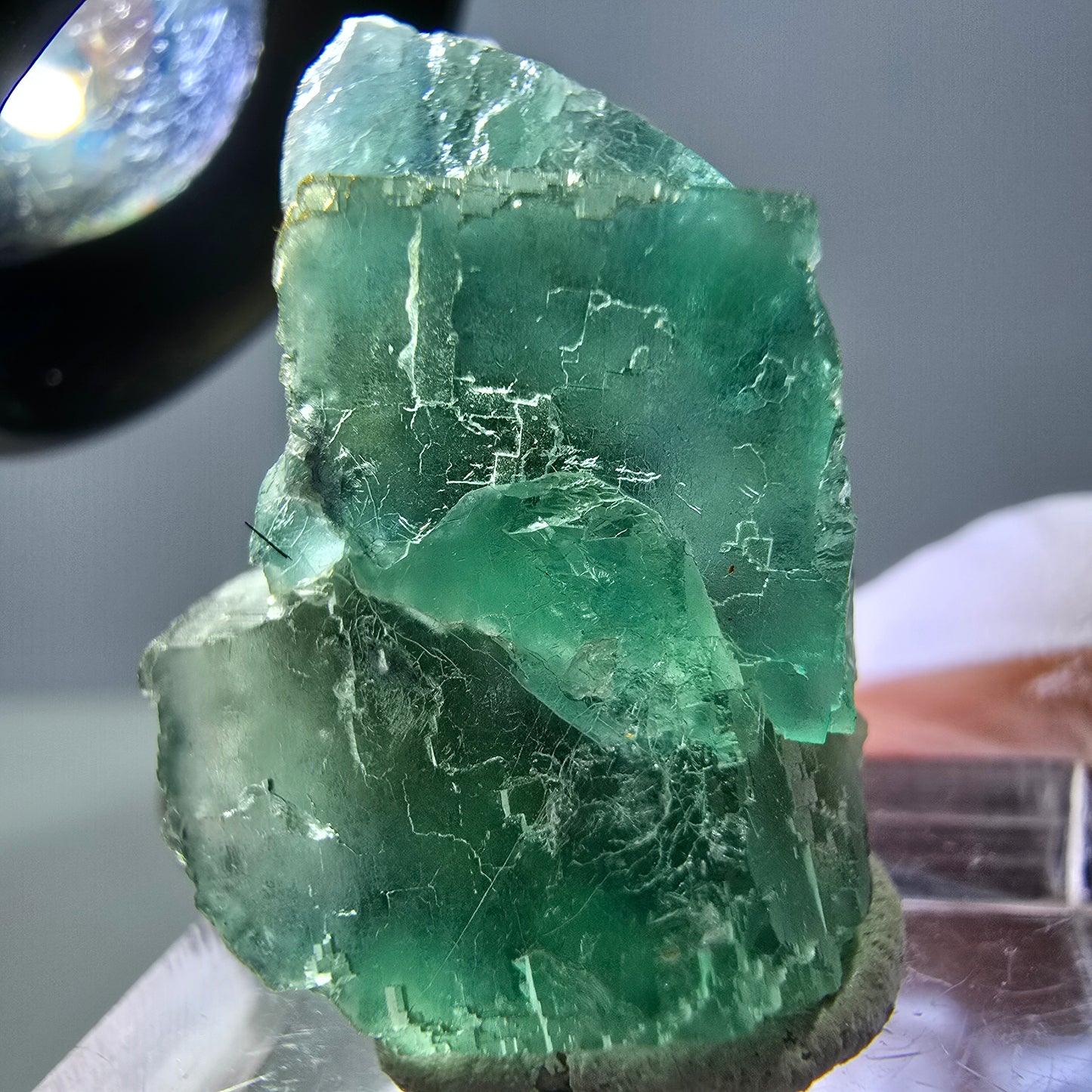 Phantom Fluorit Würfel Stufe, grün parkettiert Okorusu, Namibia 30*20*13mm