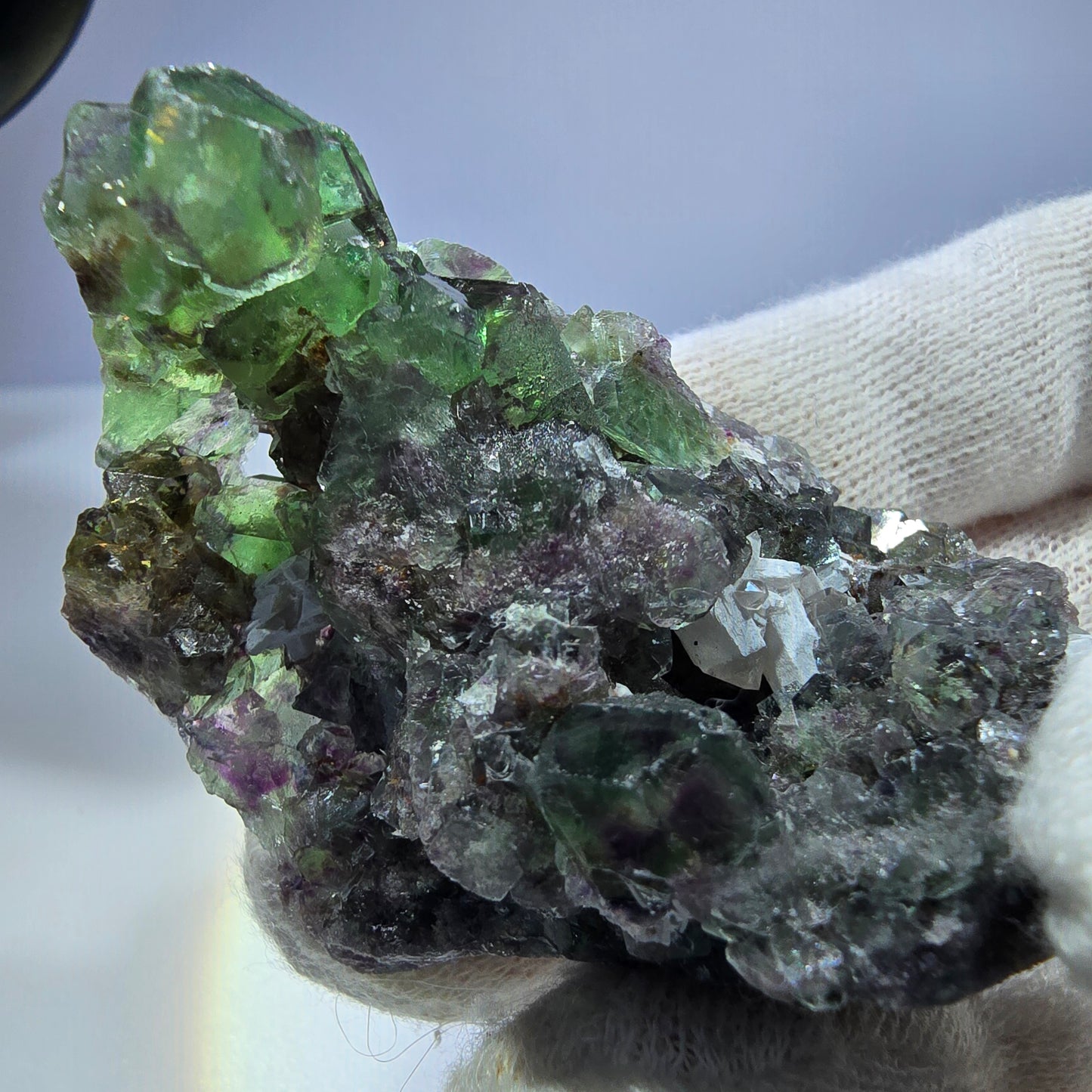 Klare Fluorit Würfel, Quarz Stufe Okorusu, Namibia 59*40*20mm