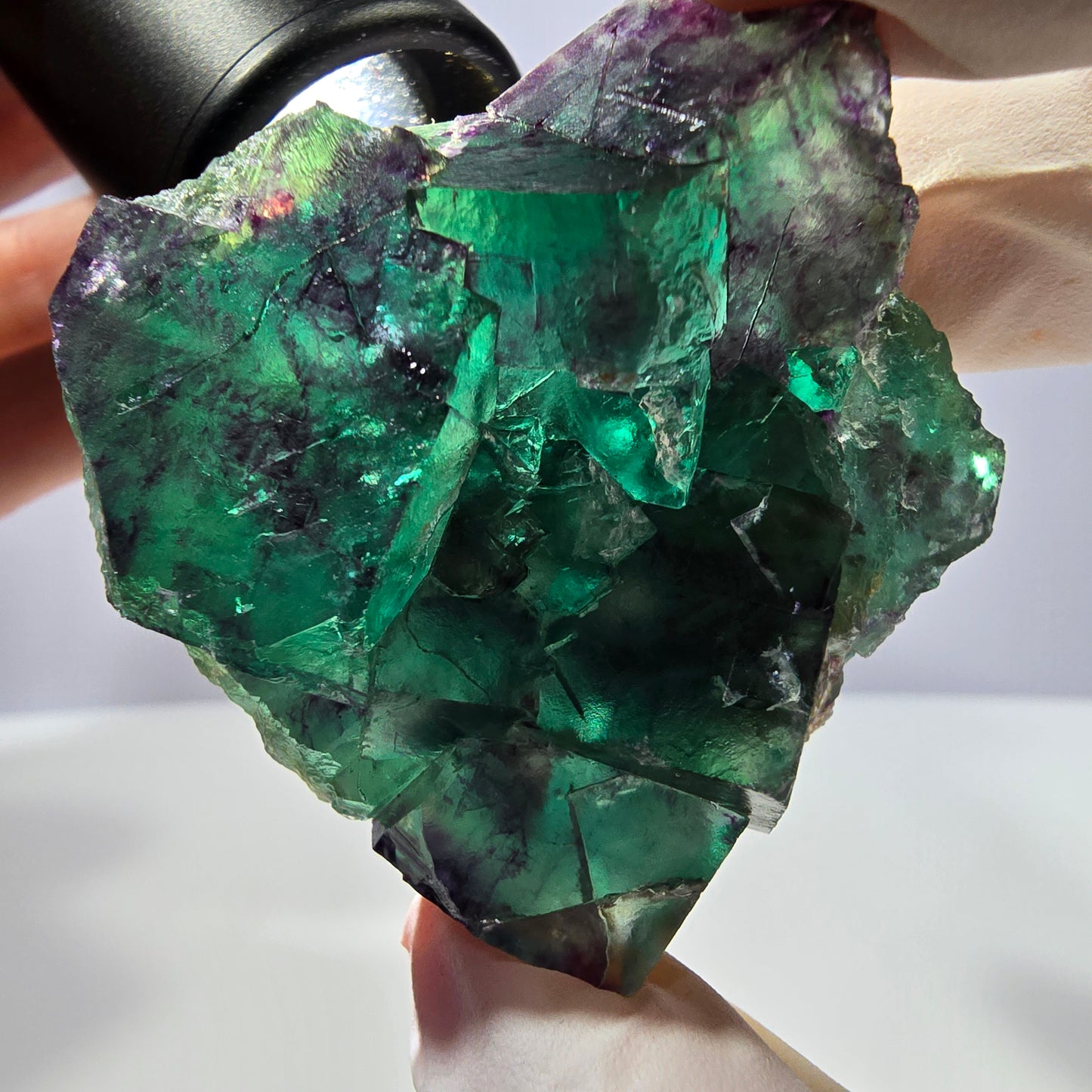 Spécimen de cube de fluorite fantôme parqueté vert violet Okorusu, Namibie 44*42*24 mm