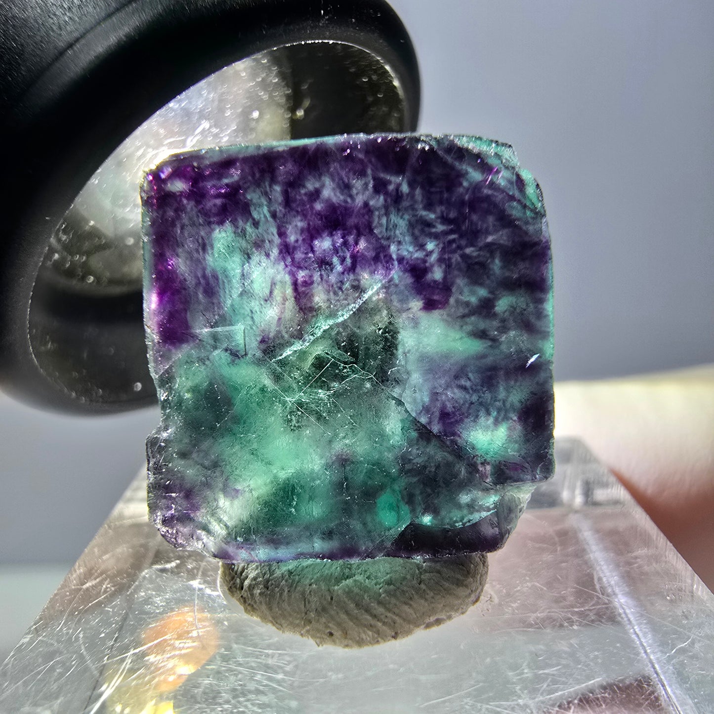 Phantom Fluorite cube parquetted, green purple Okorusu, Namibia 17*17*16mm