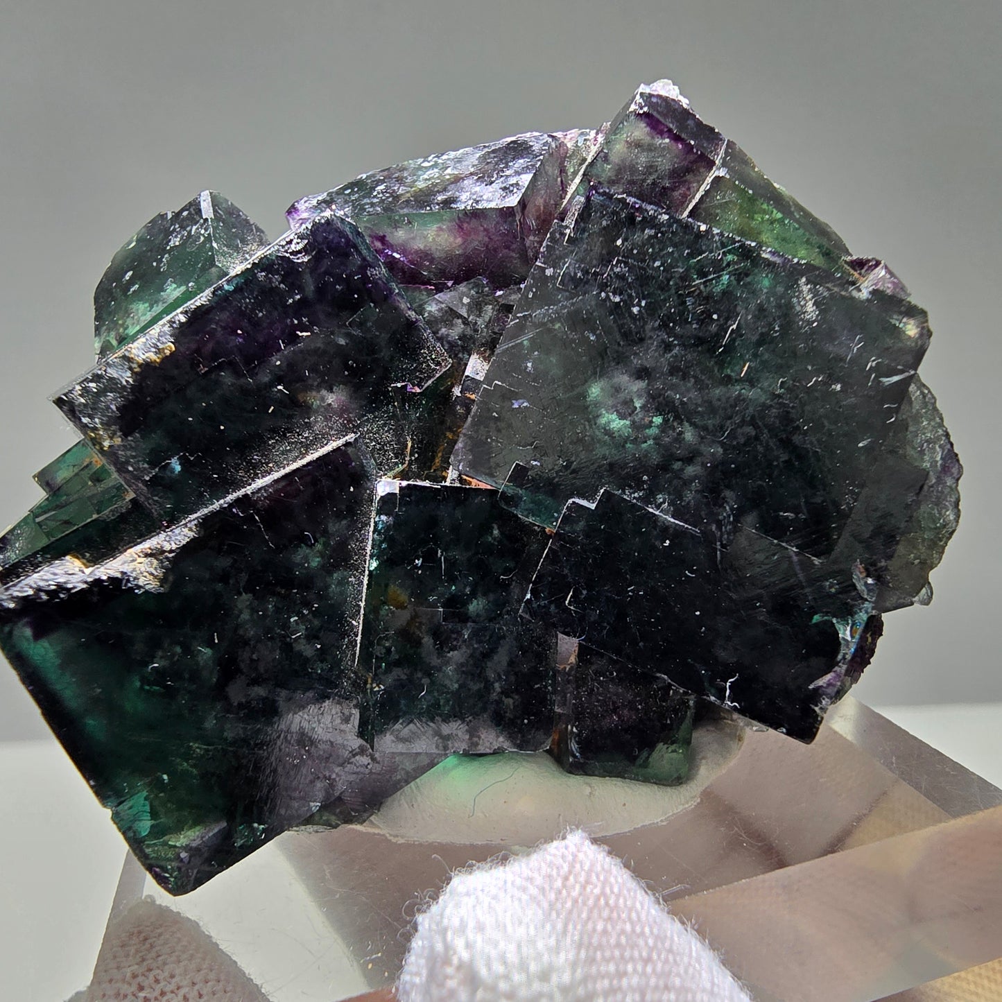 Seltene Phantom Fluorit Würfel Stufe grün lila zonar Okorusu, Namibia 57*42*31mm
