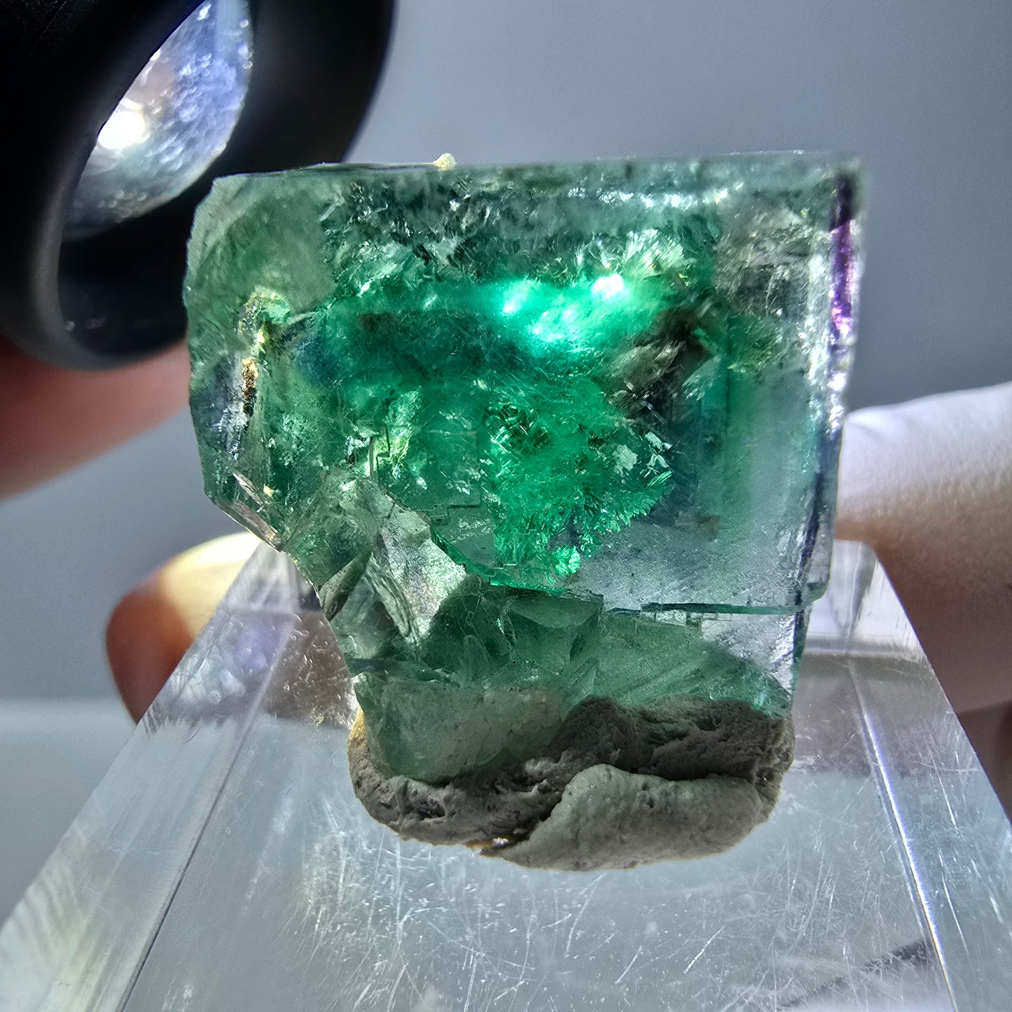 Klarer Phantom Fluorit Würfel parkettiert, grün Okorusu, Namibia 20*17*17mm