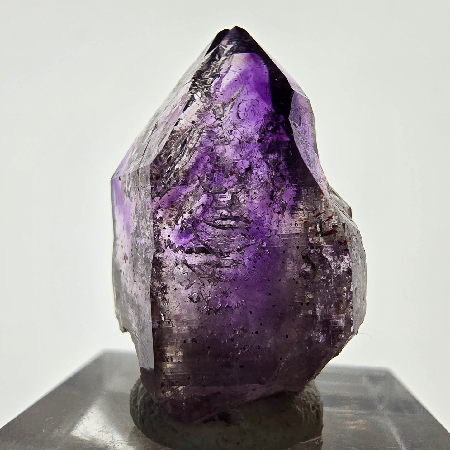 Pointe de sceptre d'améthyste fantôme Enhydro, 1x Bubble Brandberg, Namibie 27 x 17 x 11 mm