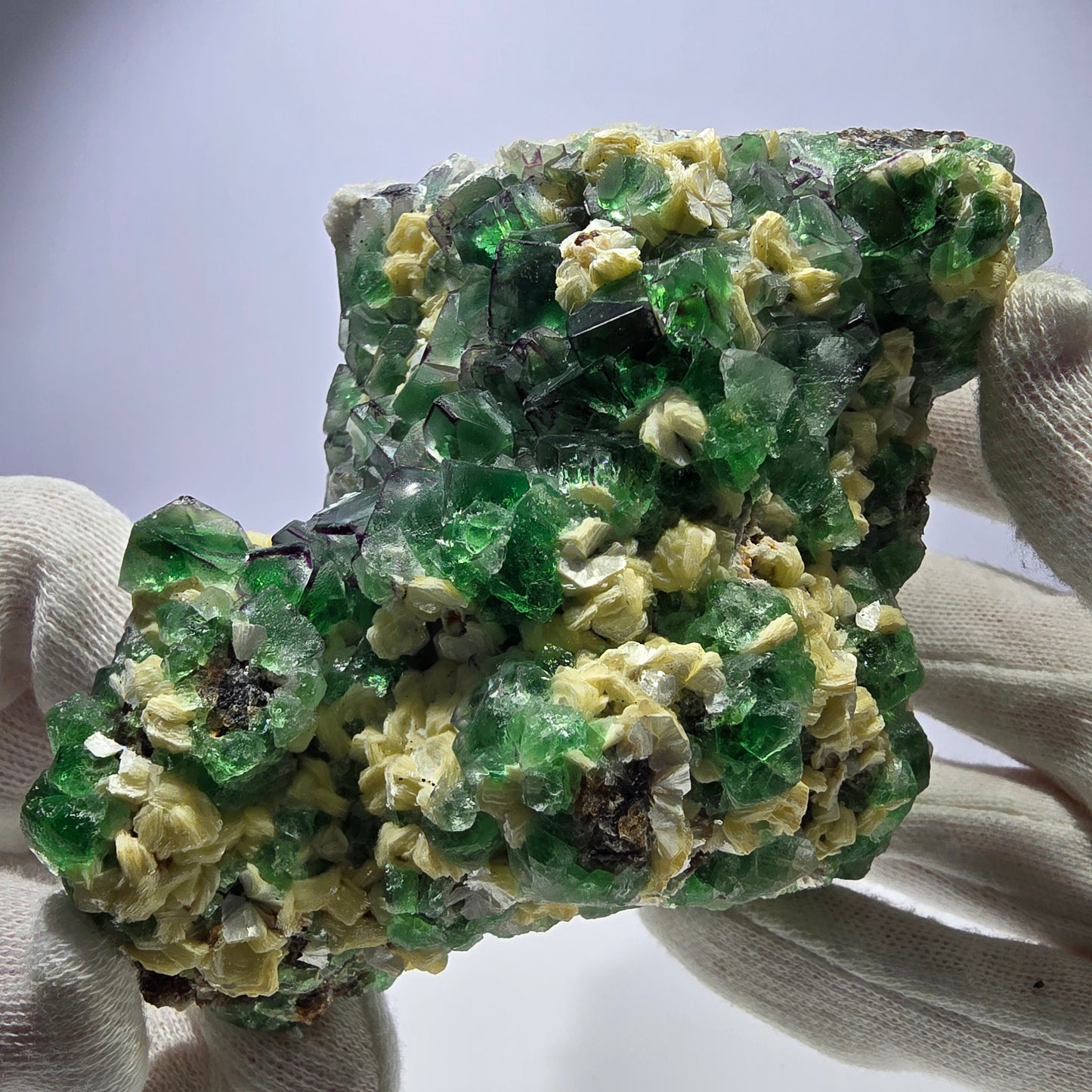 Fluorite fantôme XL, muscovite, hyalite, quartz fumé, tourmaline Schörl, Erongo, Namibie, 134 x 100 x 77 mm