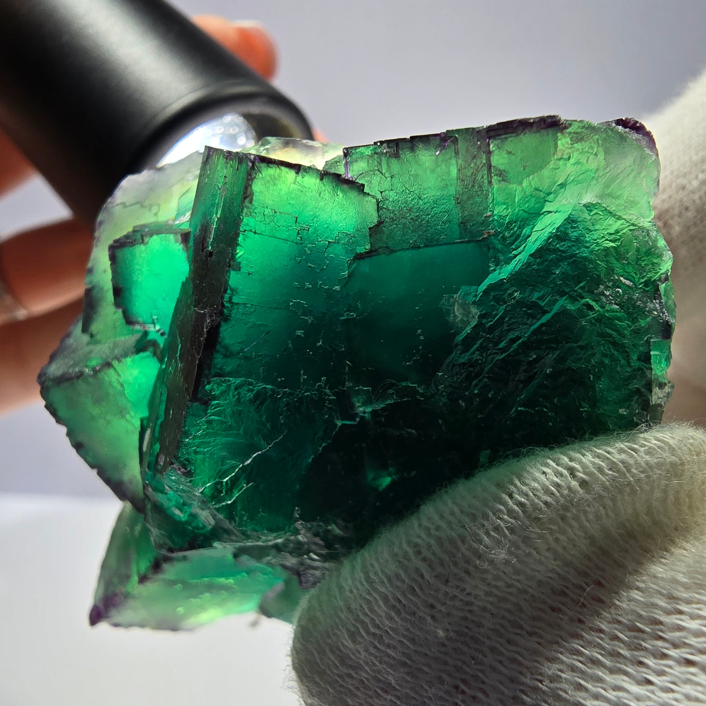 Phantom Fluorit Würfel Stufe parkettiert zonal Okorusu Namibia 63*45*28mm