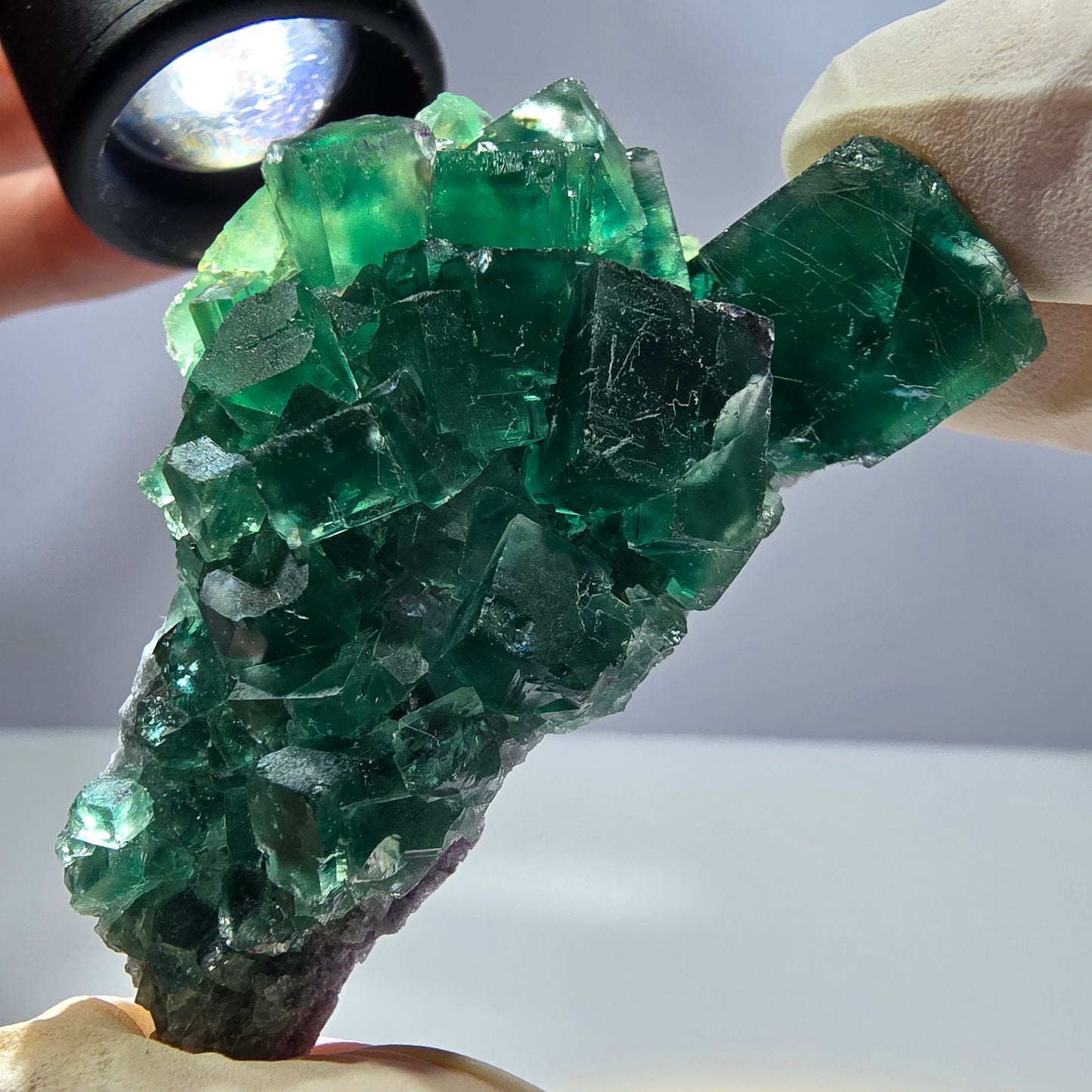 Rare spécimen de cube de fluorite fantôme, parqueté vert Okorusu, Namibie, 62 x 32 x 26 mm