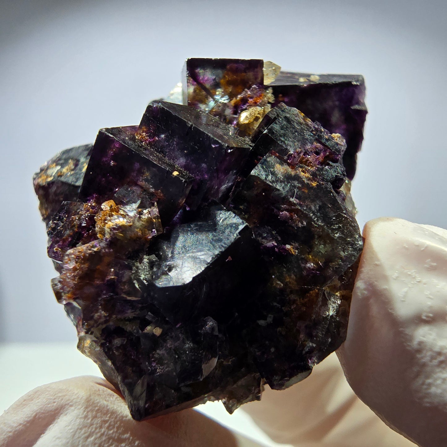 Rare spécimen de cube de fluorite fantôme, vert-violet, Okorusu, Namibie, 41 x 34 x 24 mm
