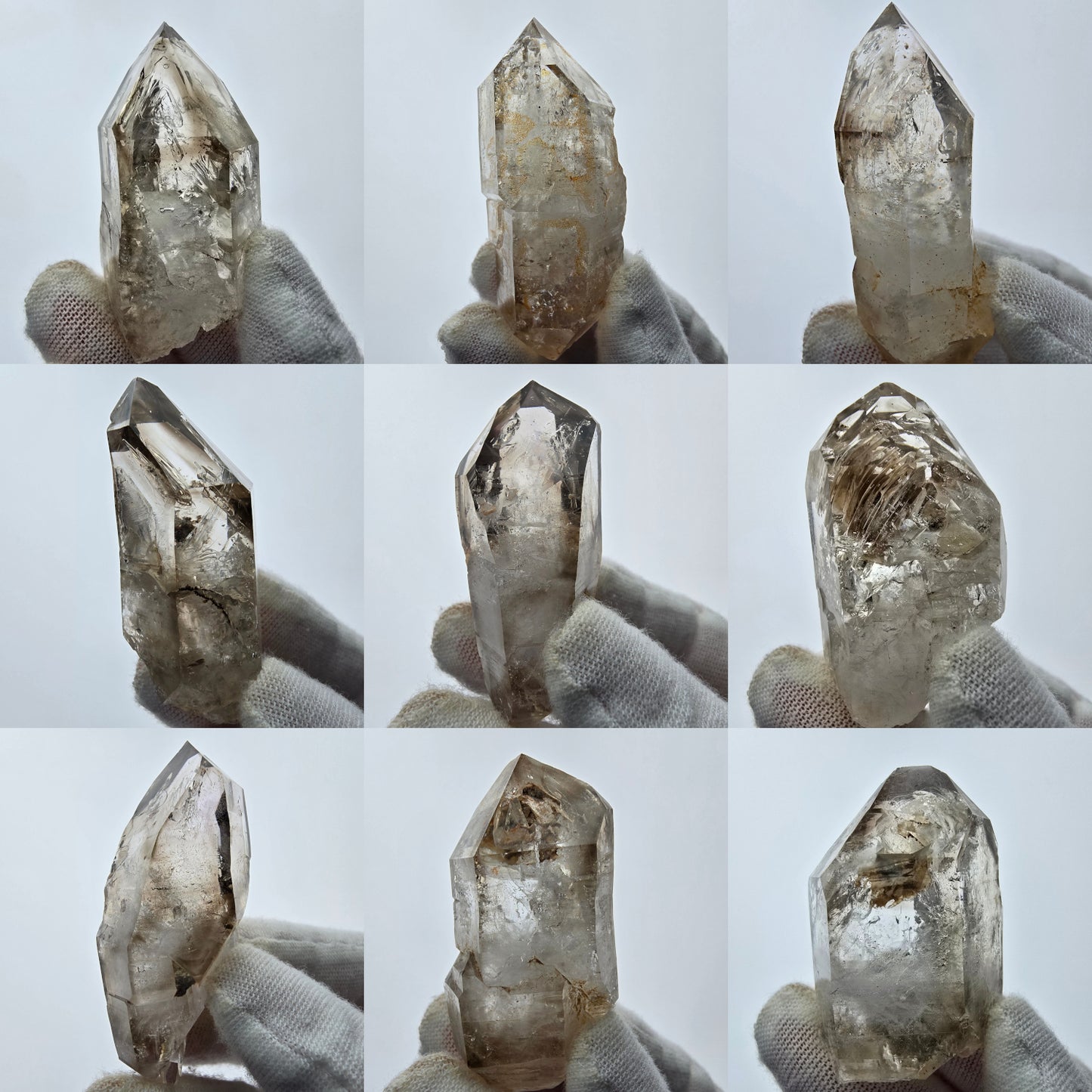 7x große Phantom Rauchquarz Spitzen, Zepter aus Goboboseb Namibia Lot Set Sammlung