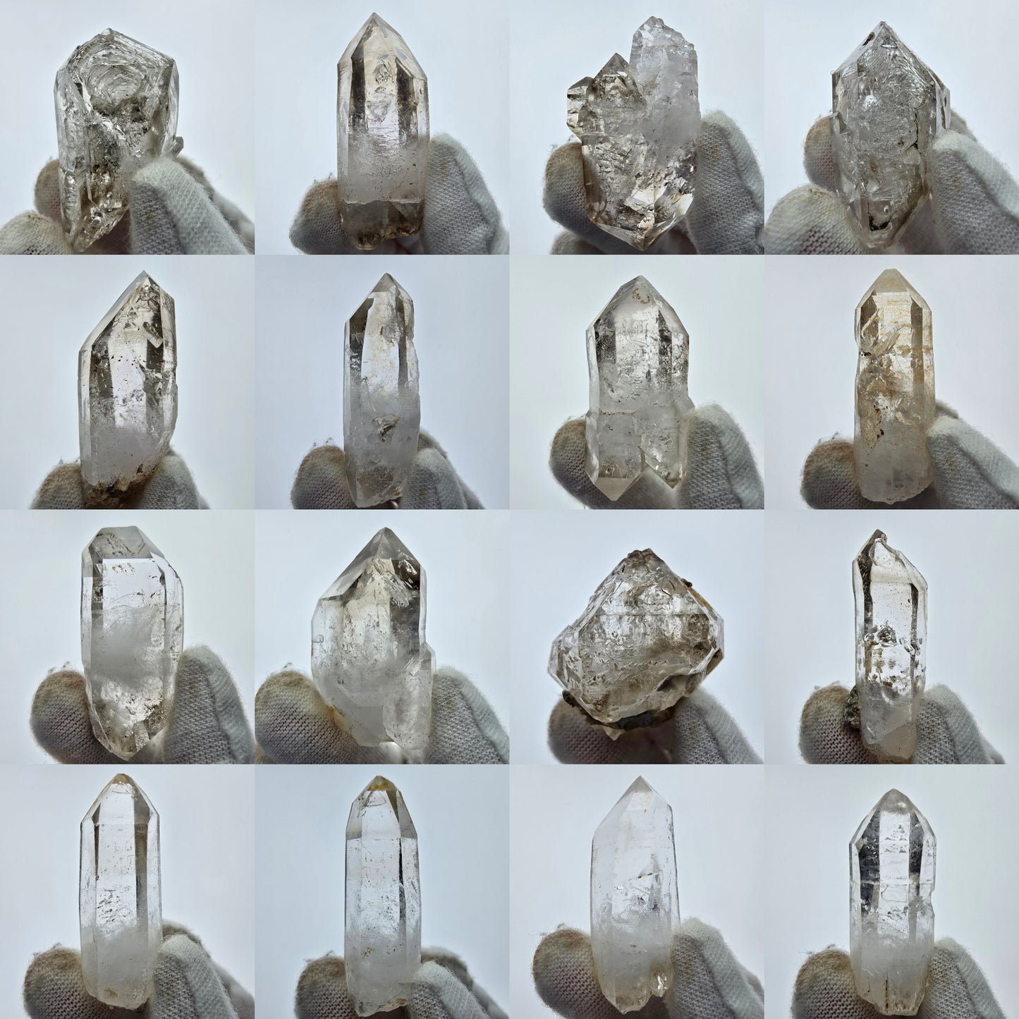 12x klare Phantom Rauchquarz Spitzen, Zepter aus Goboboseb, Namibia Lot Sammlung