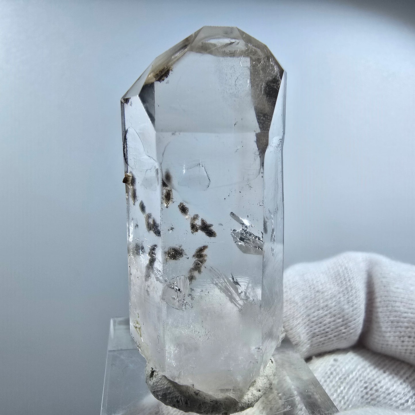 Enhydro Phantom Smoky Quartz Scepter with Calcite Valentine Pocket Goboboseb Namibia 47*22*14mm