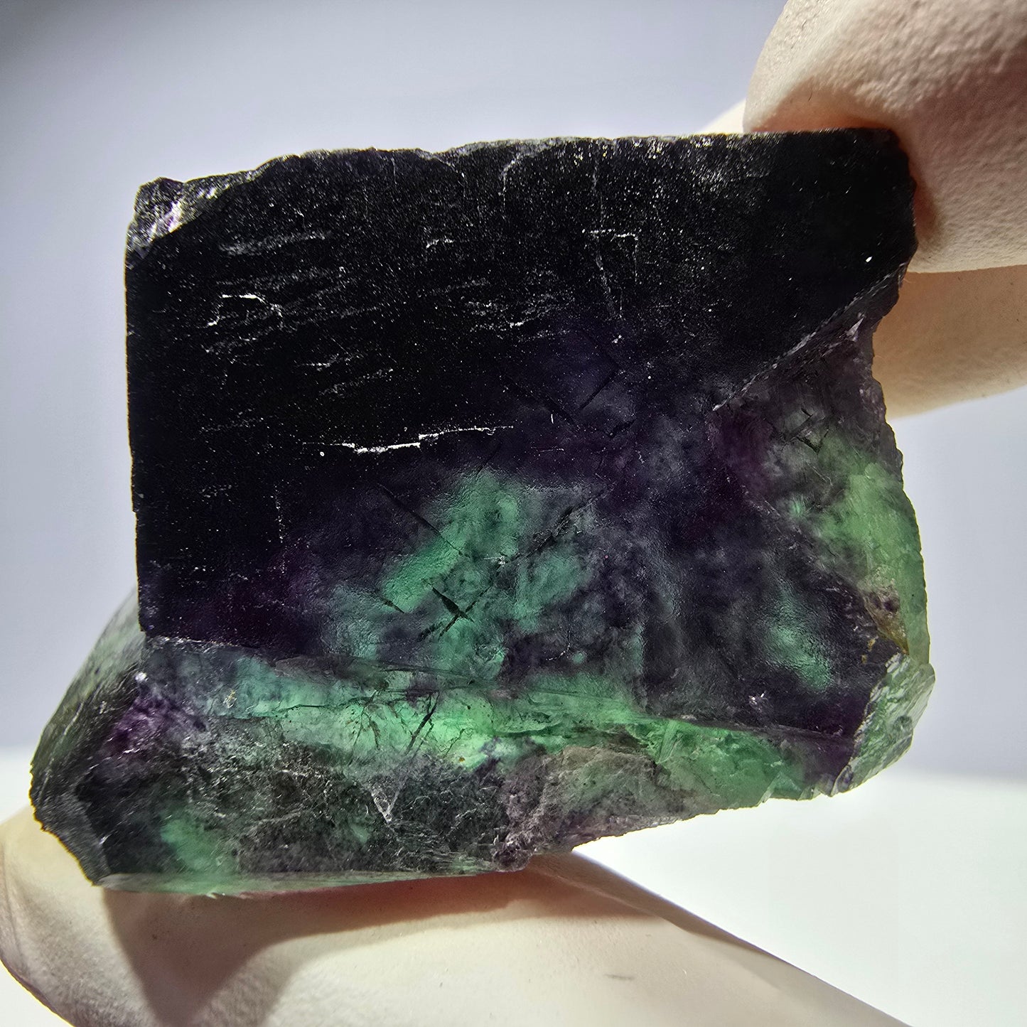 Spécimen de cube de fluorite fantôme parqueté vert violet Okorusu, Namibie 37*26*20 mm
