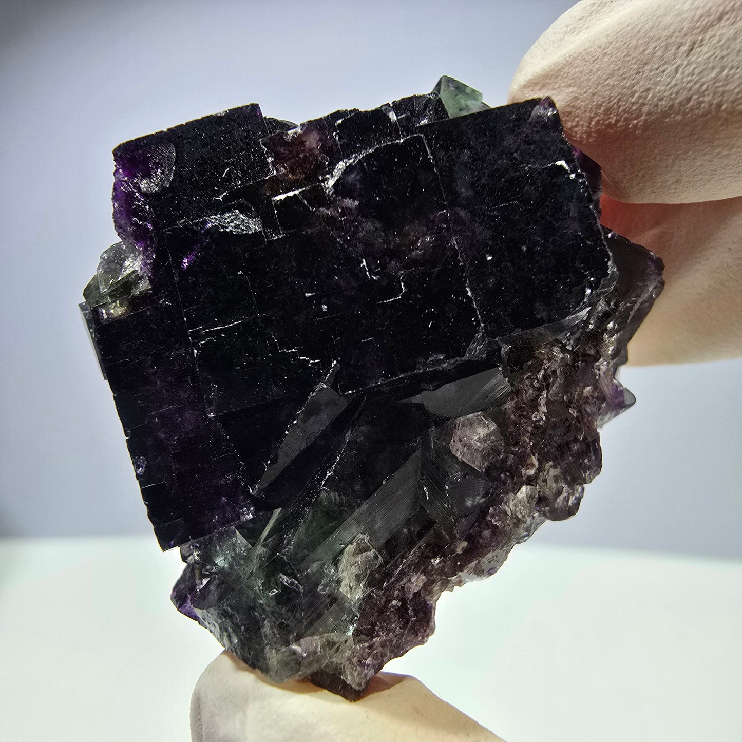 Spécimen de cube de fluorite fantôme parqueté vert violet Okorusu, Namibie 38*36*21 mm