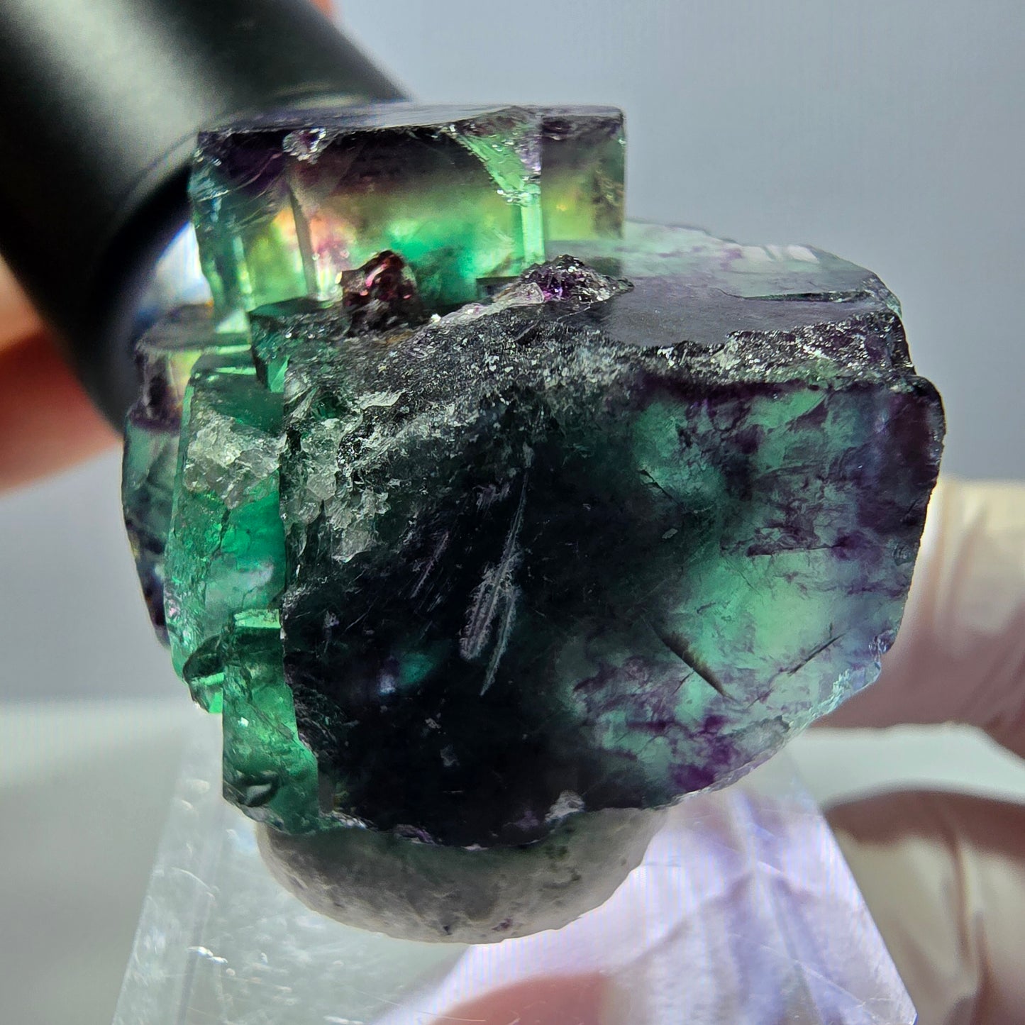 Seltene Fluorit Würfel Stufe, grün lila Okorusu, Namibia 29*28*27mm