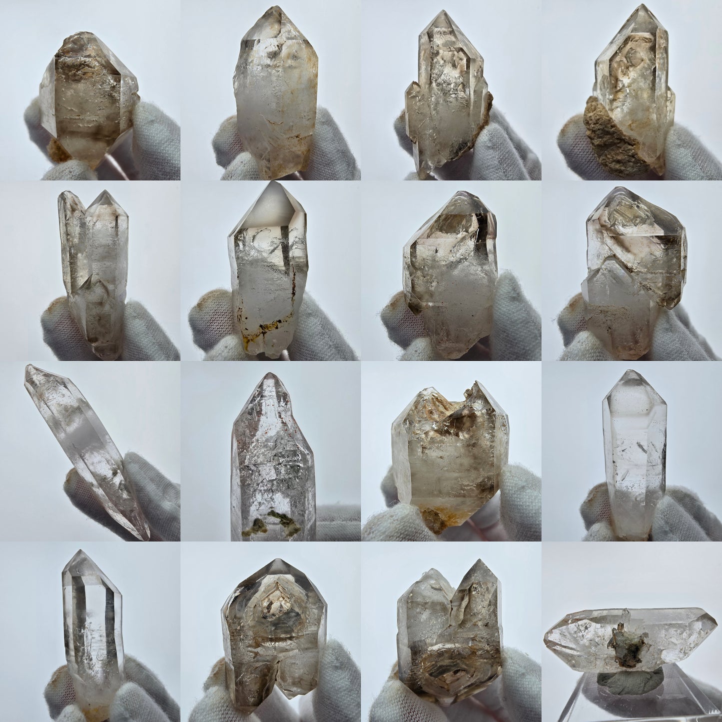 10x klare Phantom Rauchquarz Spitzen, Zepter aus Goboboseb, Namibia Lot Sammlung