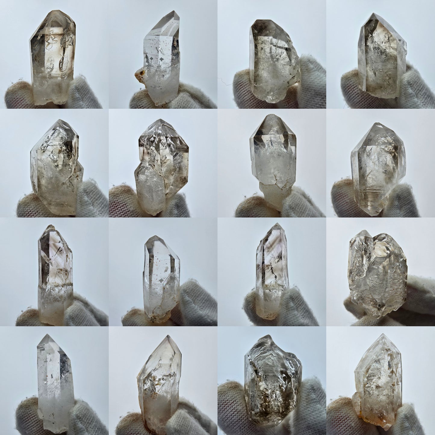 12x pointes de quartz fumé fantôme clair, sceptre de Goboboseb, collection Namibie Lot