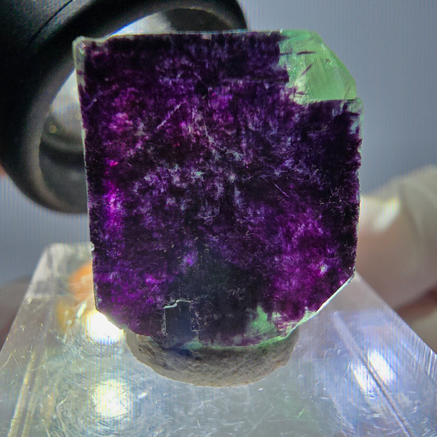 Phantom Fluorit Würfel Stufe grün lila zonal 11:11 Angel Pocket, Namibia 18*16*15mm