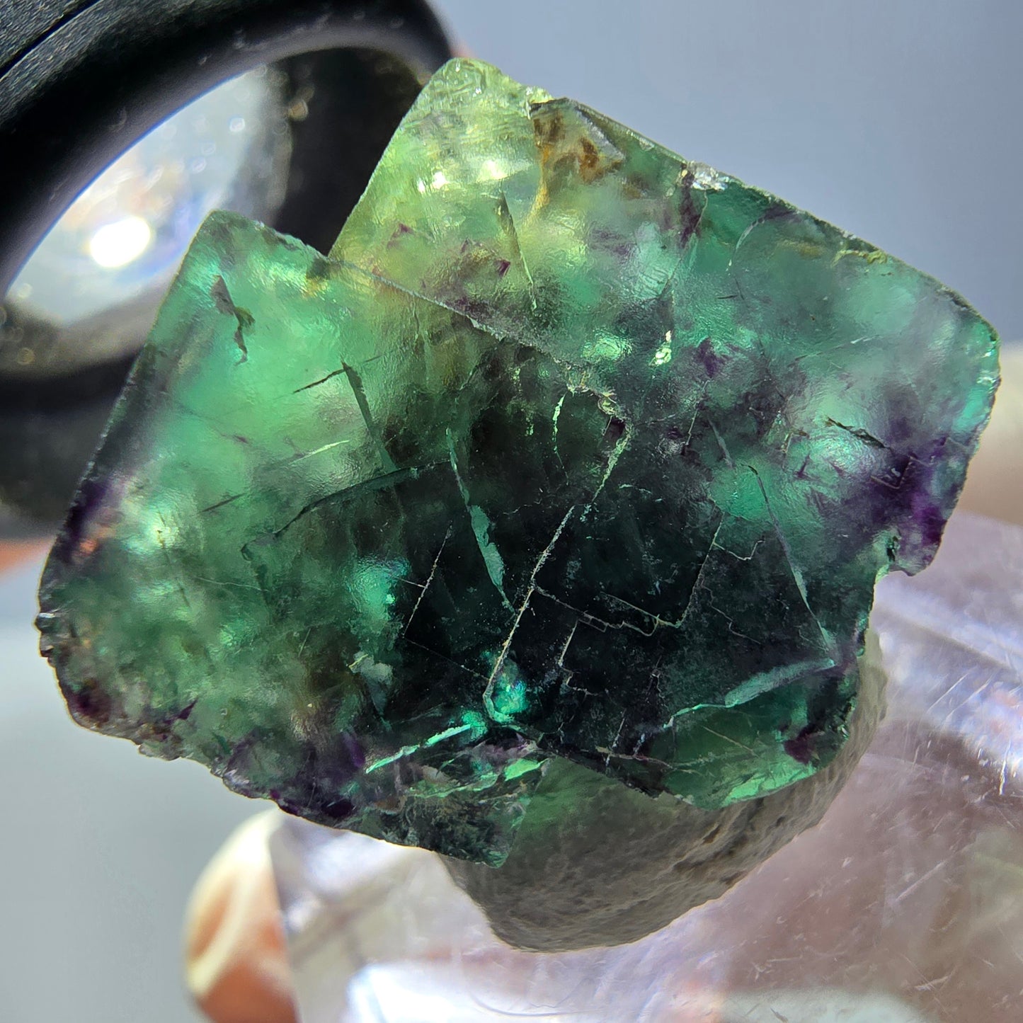 Phantom Fluorite cube parquetted, green purple Okorusu, Namibia 19*19*16mm