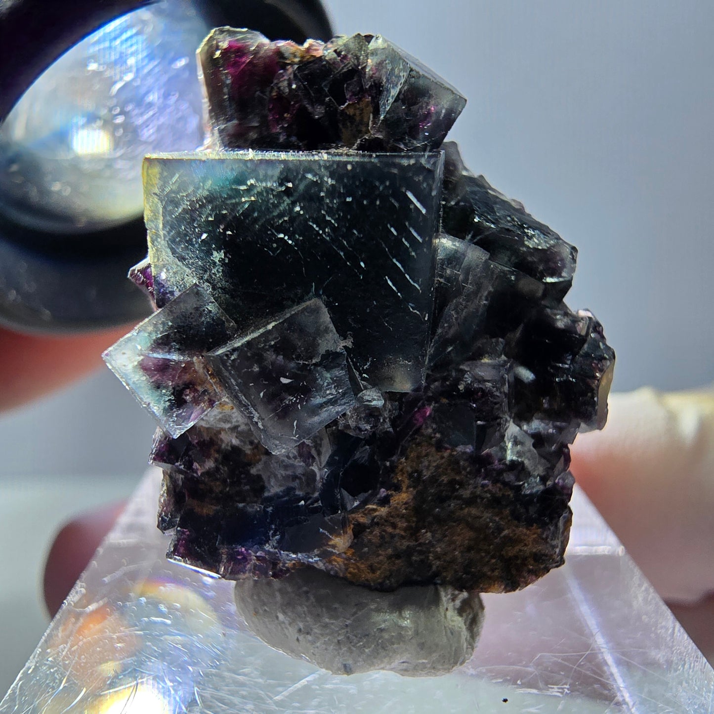 Phantom Fluorit Würfel Stufe, grün lila Okorusu, Namibia 27*21*20mm