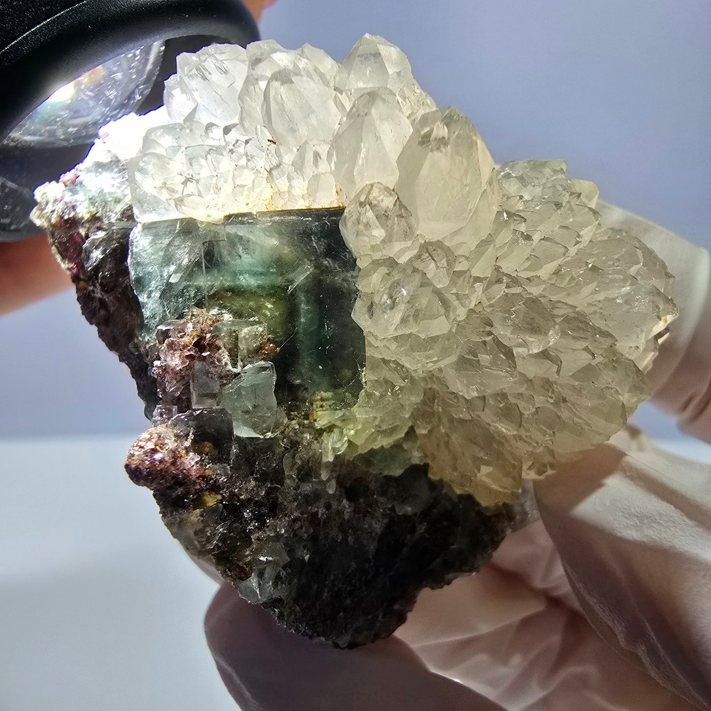 Rare cube de fluorite fantôme, spécimen de quartz vert Okorusu, Namibie, 48 x 38 x 32 mm