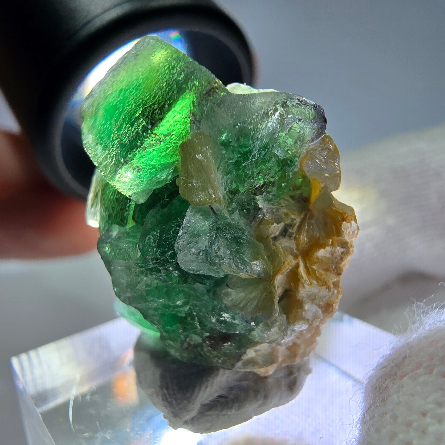 Cube de fluorite fantôme, spécimen de muscovite, Erongo, Namibie, 27 x 25 x 19 mm