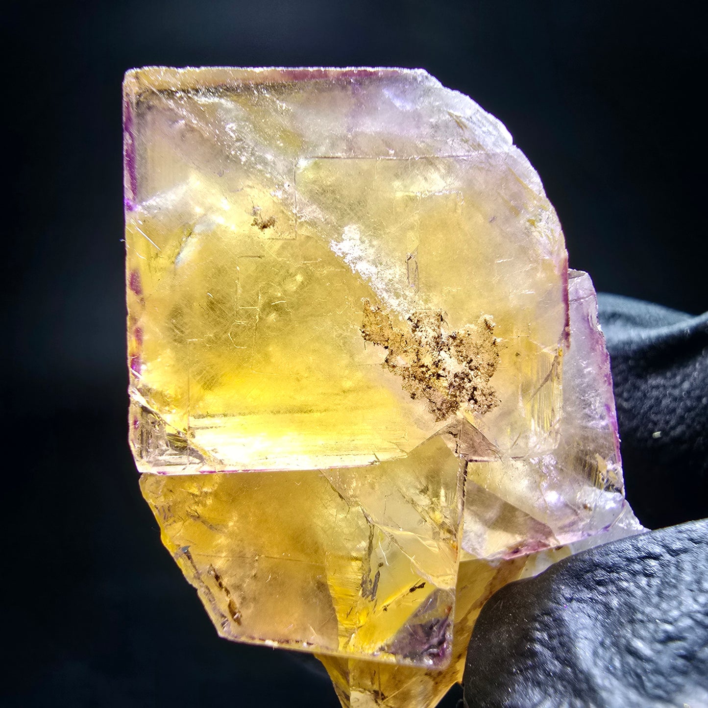 Phantom Fluorit Würfel Stufe gelb lila Okorusu, Namibia 34*21*20mm Sammlung