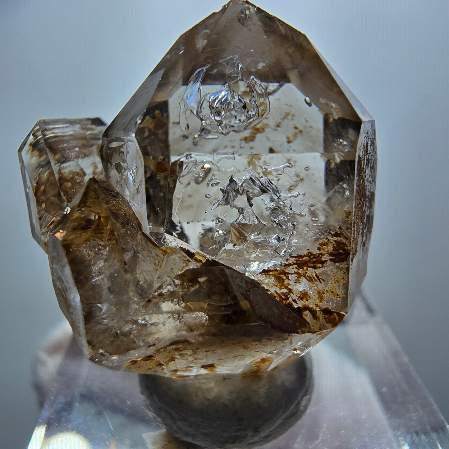 Amas de quartz fumé fantôme transparent DT Sceptre Goboboseb, Namibie 27 x 23 x 15 mm