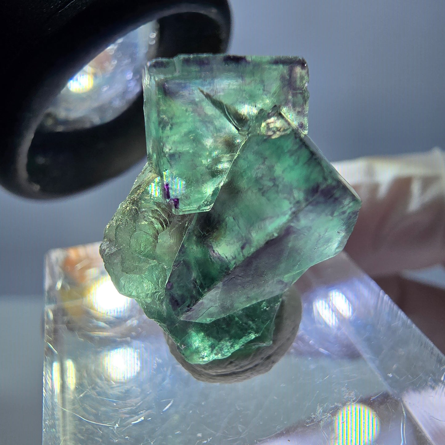Phantom Fluorit Würfel Stufe, grün lila Okorusu, Namibia 20*16*15mm