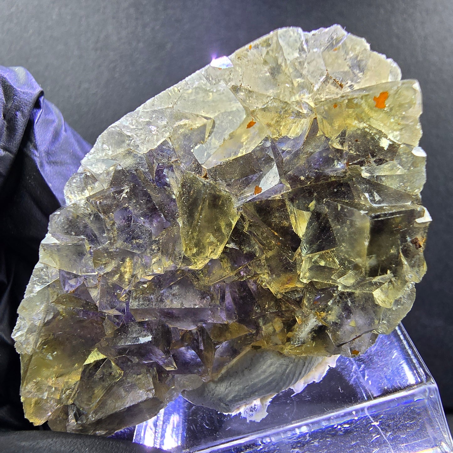 Seltene Honey Pocket Phantom Fluorit XX Würfel Stufe 44*28*13mm Okorusu, Namibia