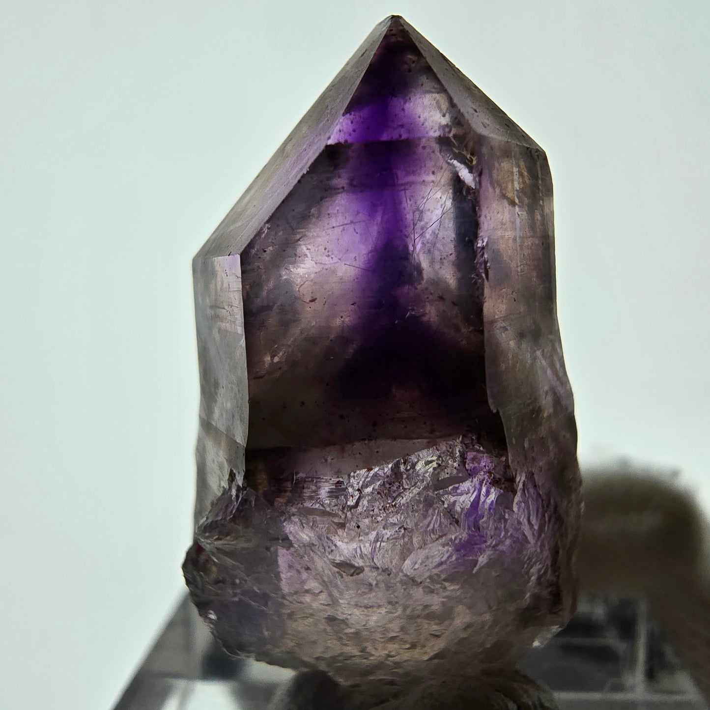Pointe de sceptre d'améthyste fantôme Enhydro, 1x Bubble Brandberg, Namibie 32 x 17 x 14 mm