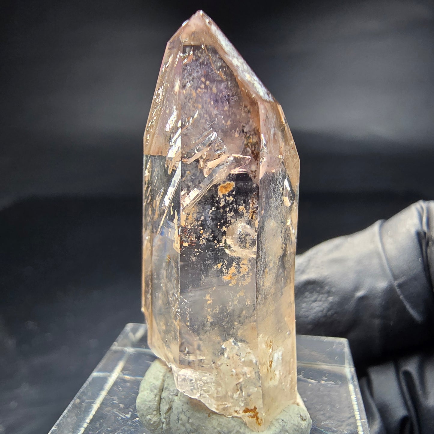 Quartz fumé fantôme clair, pointe de sceptre Goboboseb namibie, Collection 34x15x14mm