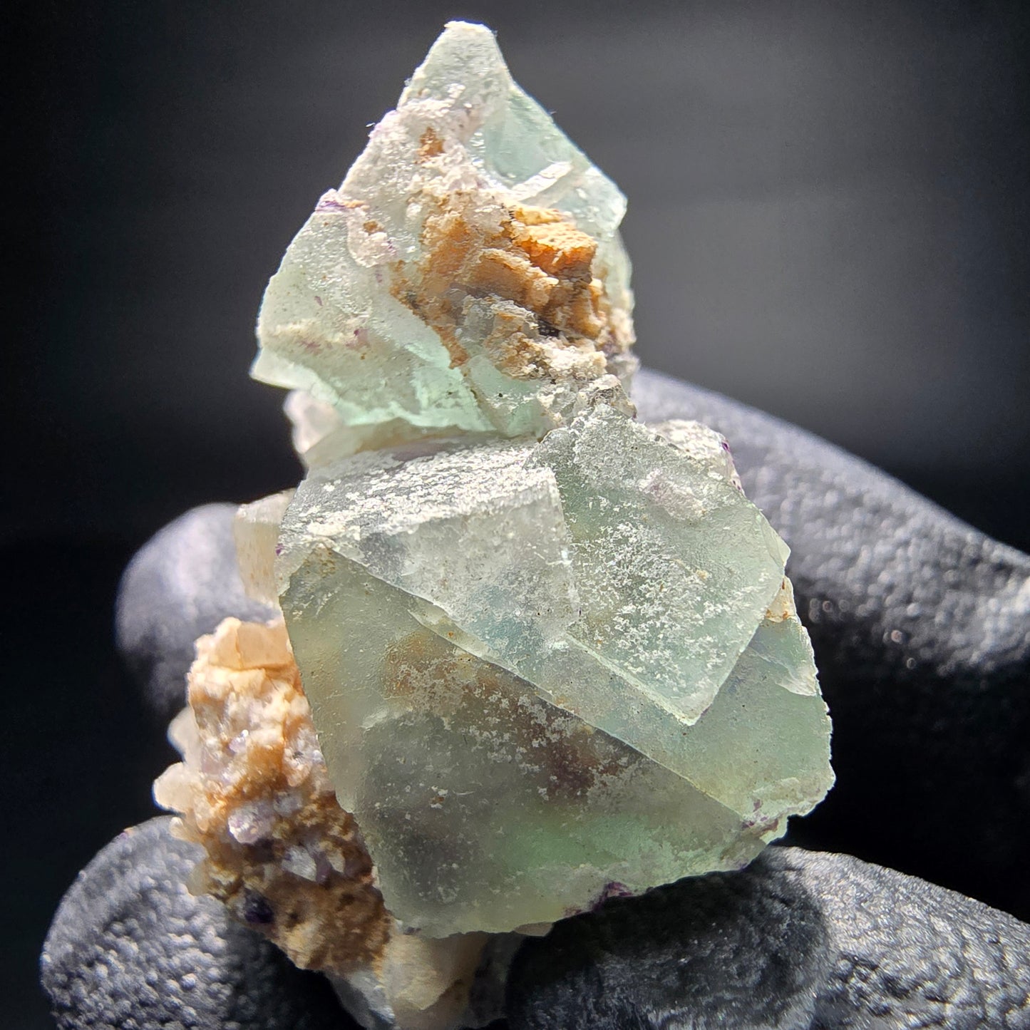 Zonare Fluorite cube vert violet quartz spécimen Omehane, Namibie 34*26*21mm collection